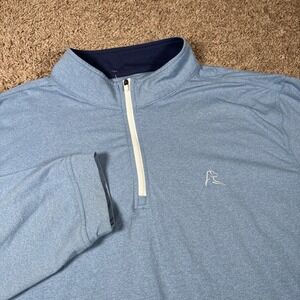 Rhoback Mens 3XL Heather Blue Quarter Zip Performance Pullover Long Sleeve Shirt